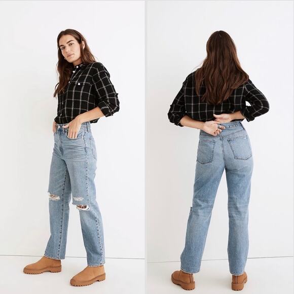 MADEWELL Perfect Vintage Jean Distressed Blue Wash Denim Jeans Straight Leg 28 - Picture 9 of 9